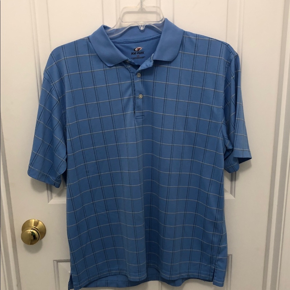 Blue Windowpane Performance Polo - golf shirt by Top Flite